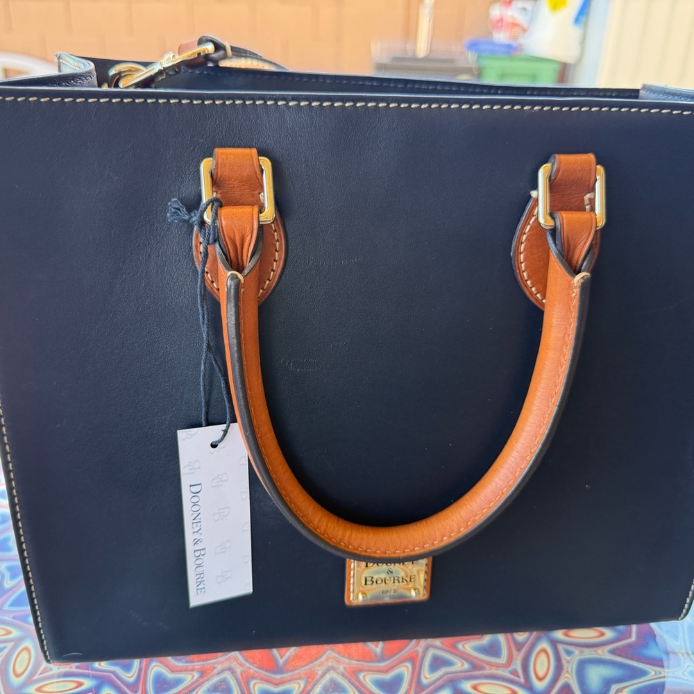Dooney & Bourke Navy and Tan Tote Bag